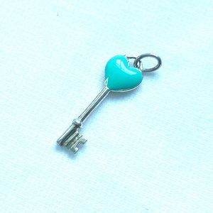 Tiffany Blue Heart Key Pendant SS
